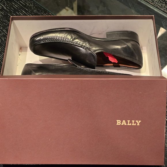 Rare Bally Z-RASOB/90 Black Lamb Leather Nappa Plain Loafers Shoes 9.5D w/Box